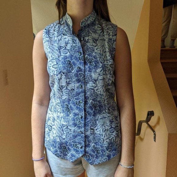 Dana Buchman Silk Damask Sleeveless Vest Mandarin Collar Purple, Black, White - Picture 2 of 14